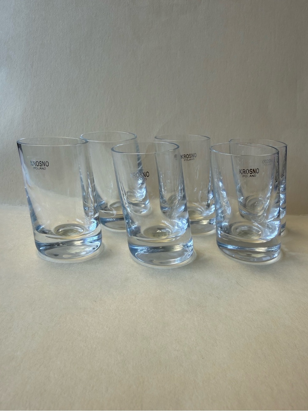 Set of 6 Krosno Poland Crate & Barrel Slant Shot Glasses